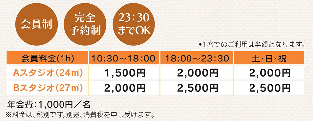 スタジオメニュー スタジオメニュー